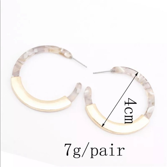 Acrylic and Gold Bar Hoop Earrings (assorted) - Picture 8 of 8